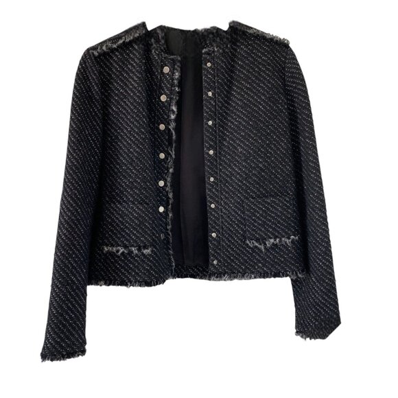 Maje Women's Gray Tweed Lightweight Jacket I Size: 36 - Picture 2 of 8